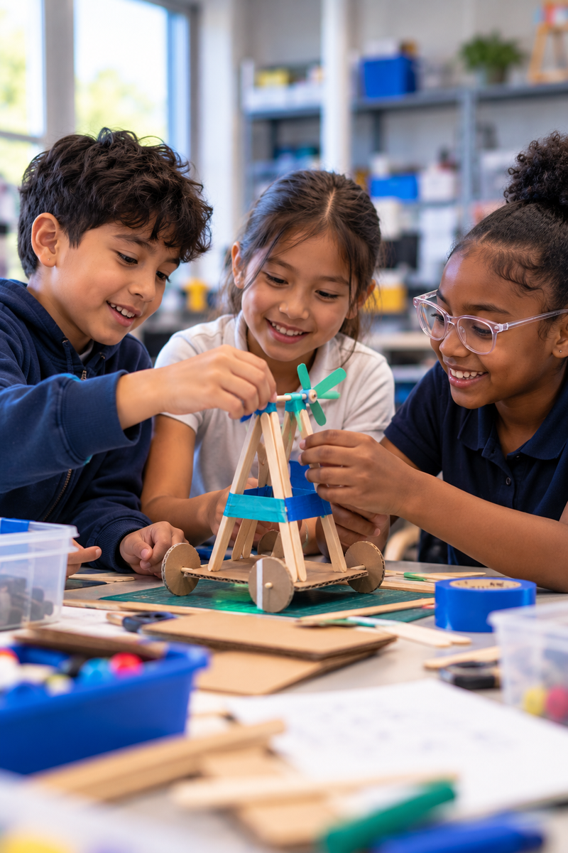 Students participating in STEAM learning