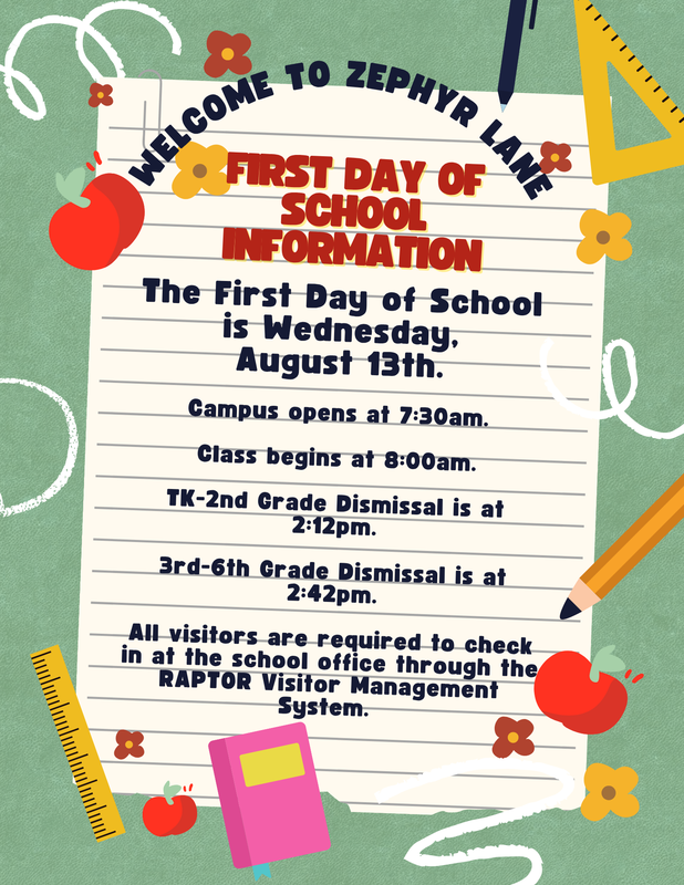 First Day of School Information
