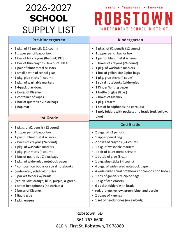 School Supply List