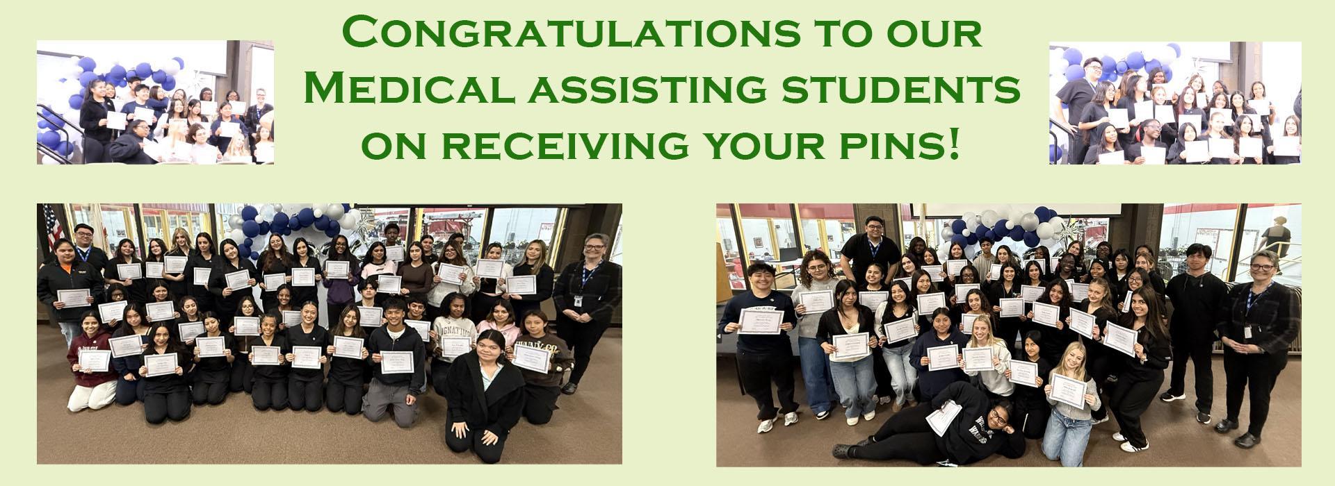 Medical Assisting students receiving their pins.