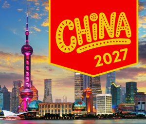 Skyline of Shanghai China with text saying China 2027