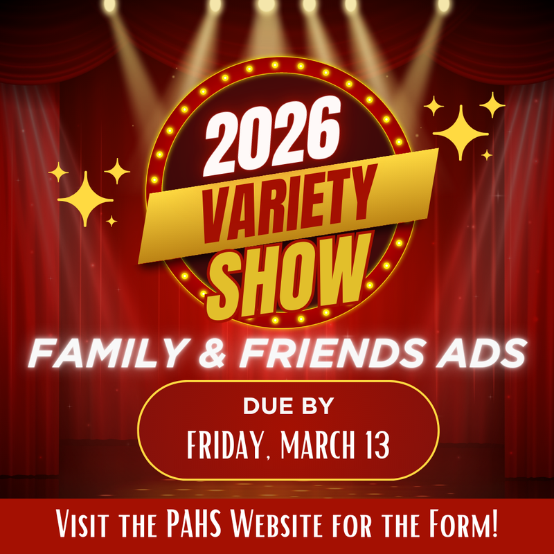 Red theater curtain background with text saying 