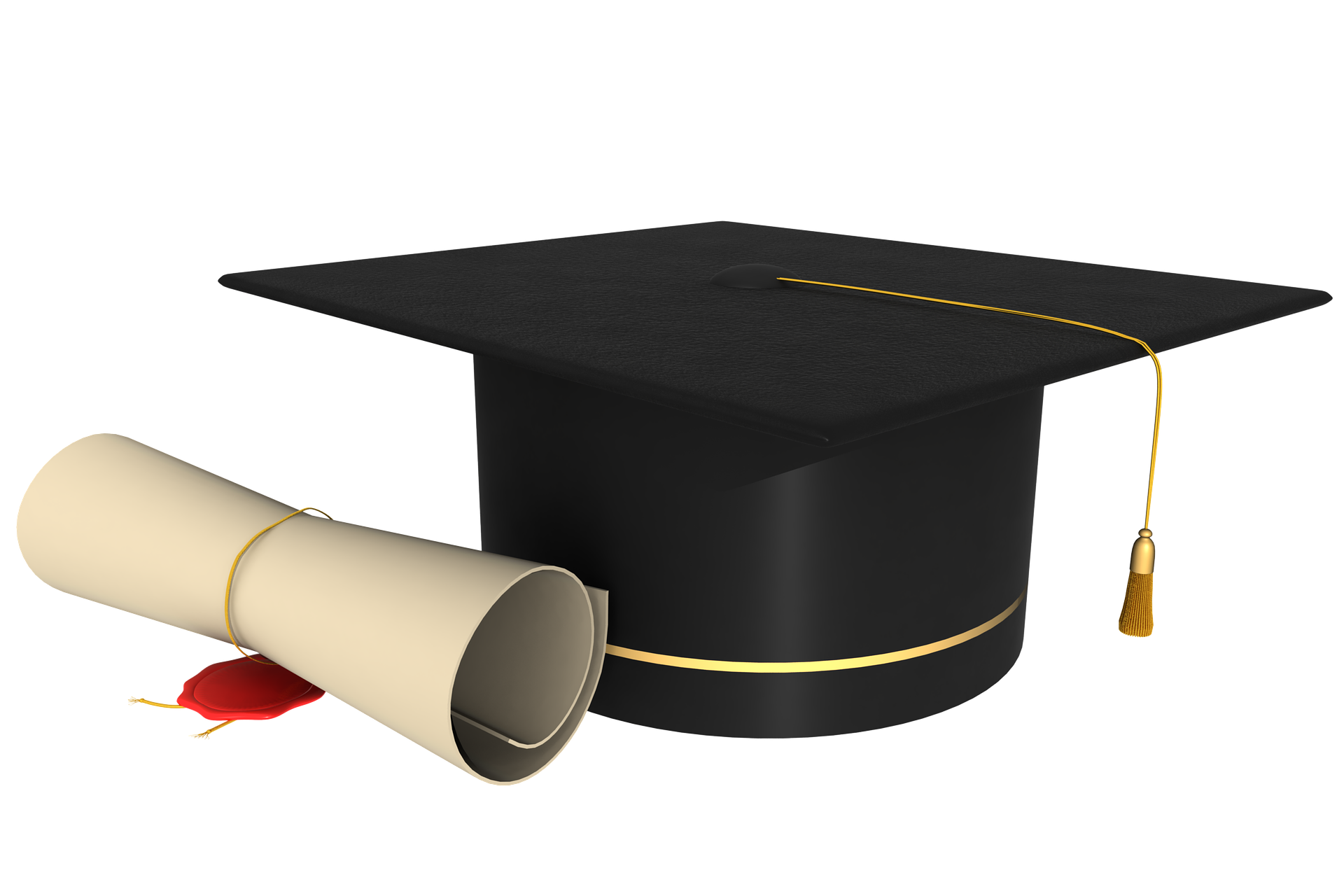 Graduation cap with diploma
