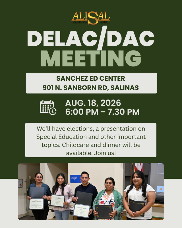 Graphic detailing DELAC meeting on Sept. 22, 2026