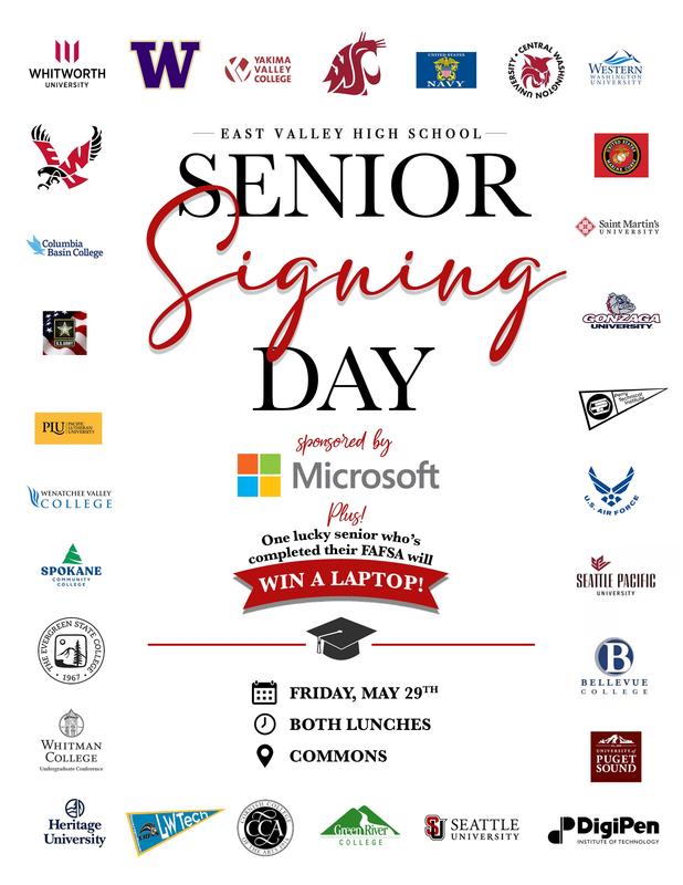 Senior Signing Day flyer with graphics of all the state colleges and universities