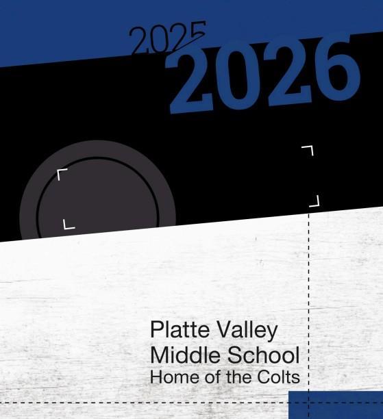 Blue, black and gray Colts 2025-2026 yearbook cover