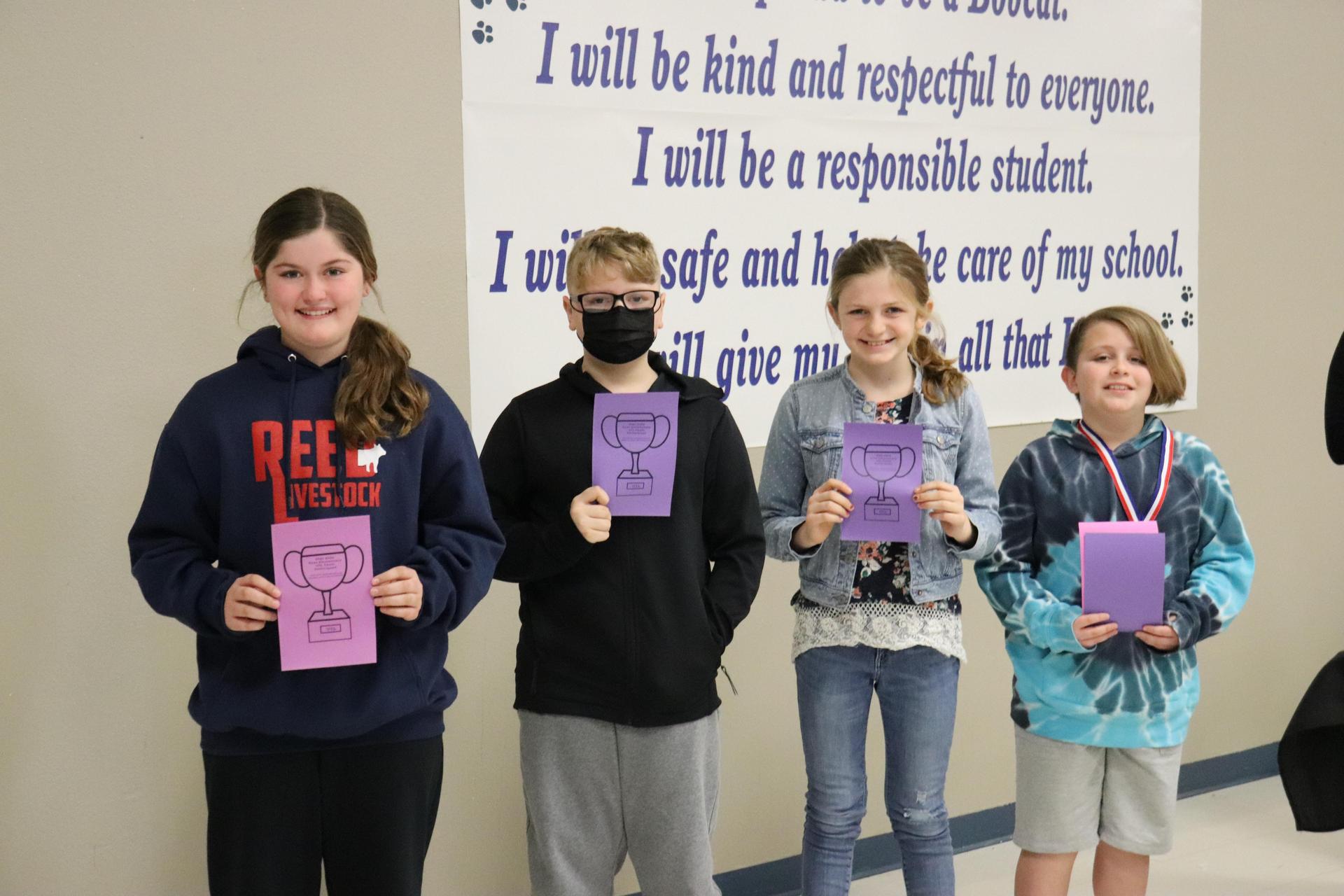 5th Grade Ready Writing: Ryland Reed, Mallory Moore, Cash Bliss, Wyatt Kovach