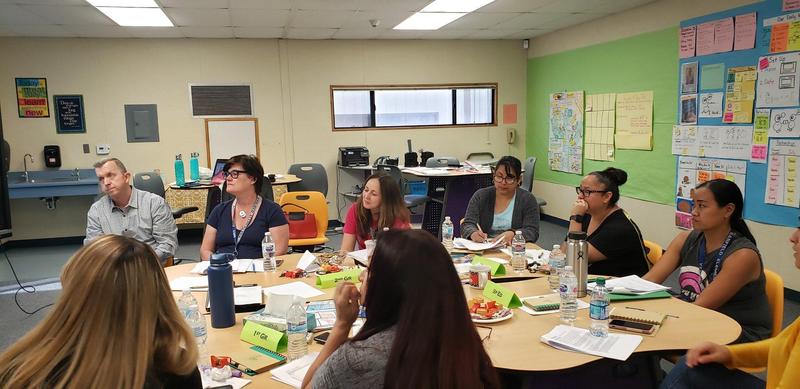 Barfield teachers in a meeting