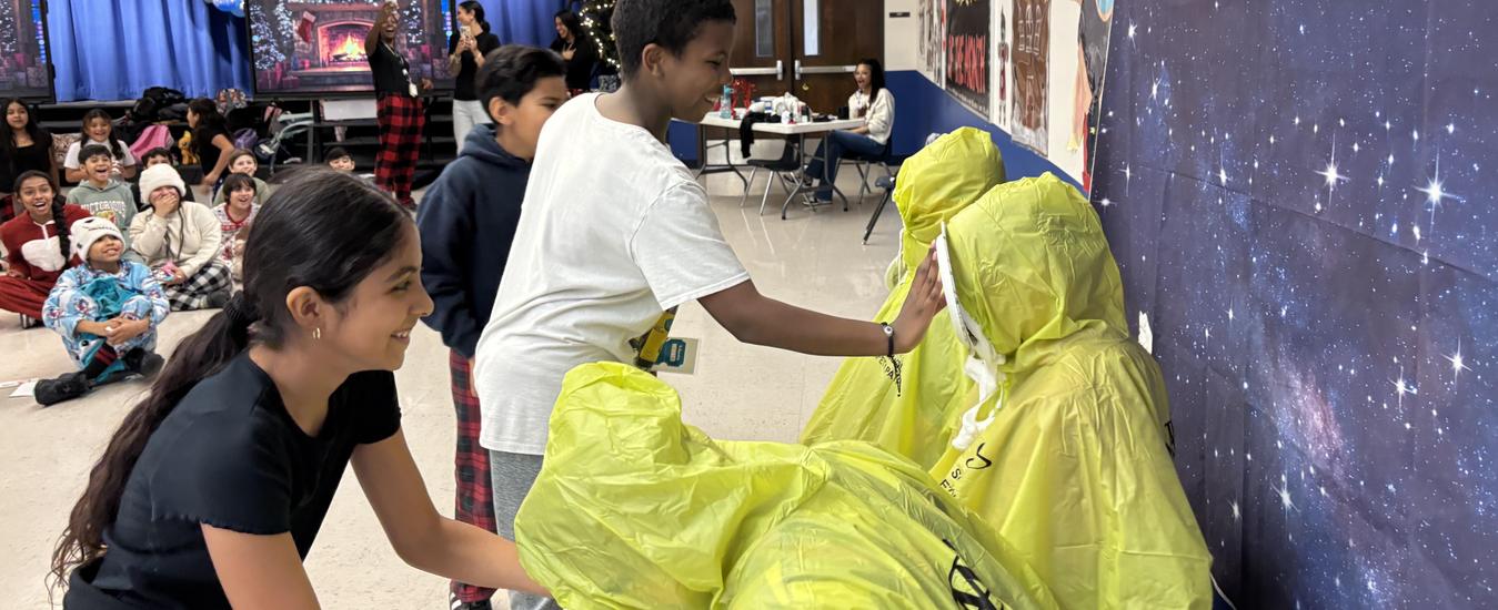 4th and 5th grade students pie administration during Be Legendary.