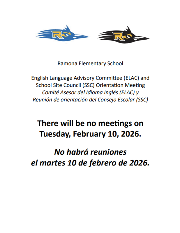ELAC & SSC Meetings Cancelled