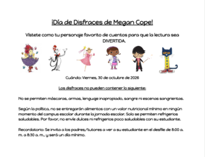 Character Day flyer in Spanish