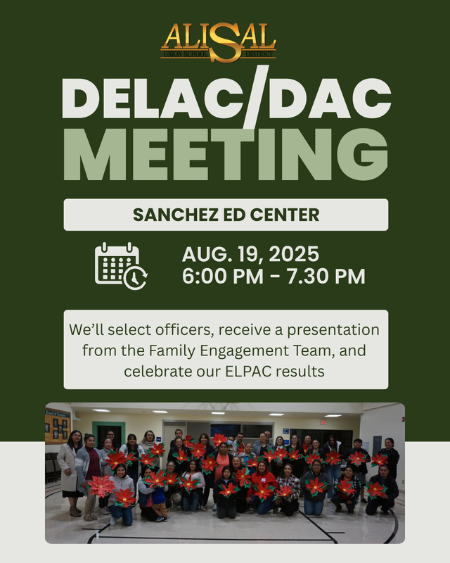 DELAC meeting flier in English