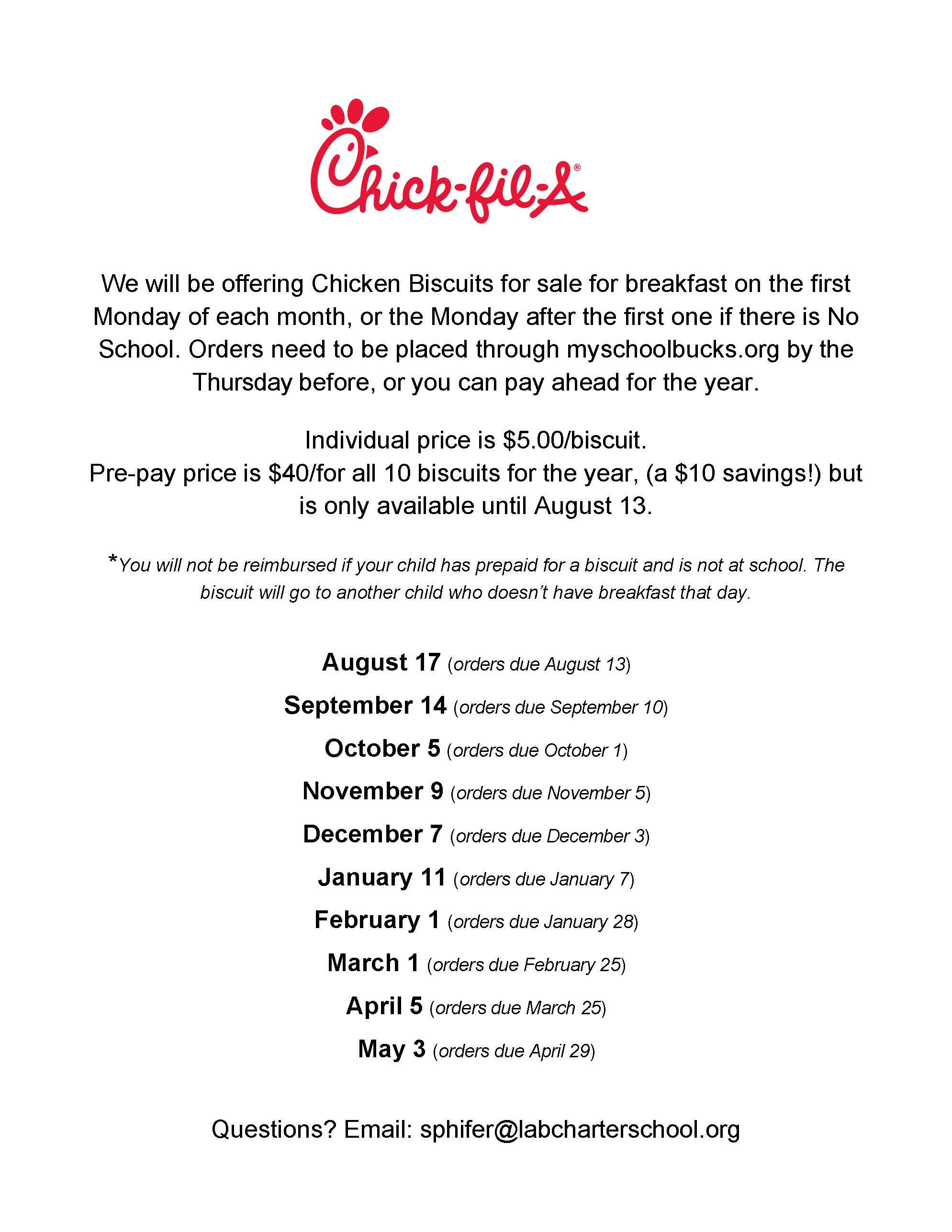 Note - Chick-fil-A Biscuit Day Has Changed!