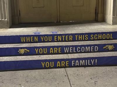 FRONT OF THE SCHOOL STEPS