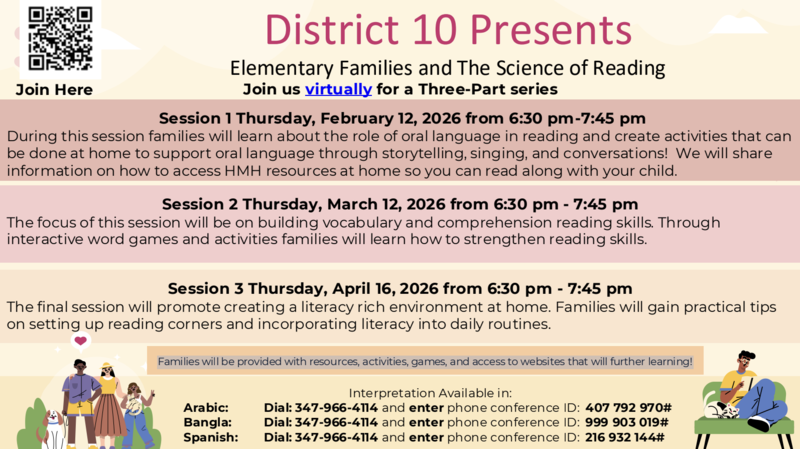 DISTRICT 10 flyer for family event held virtually