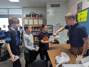Mr. Abbott's class won first prize of cider and donuts.