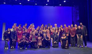 The cast and crew of "Othello" pose after advancing to UIL Area Competition