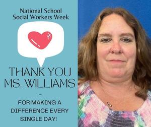Thank you, Mrs. Williams! We appreciate all you do to ensure our students feel accepted, valued, and safe!
