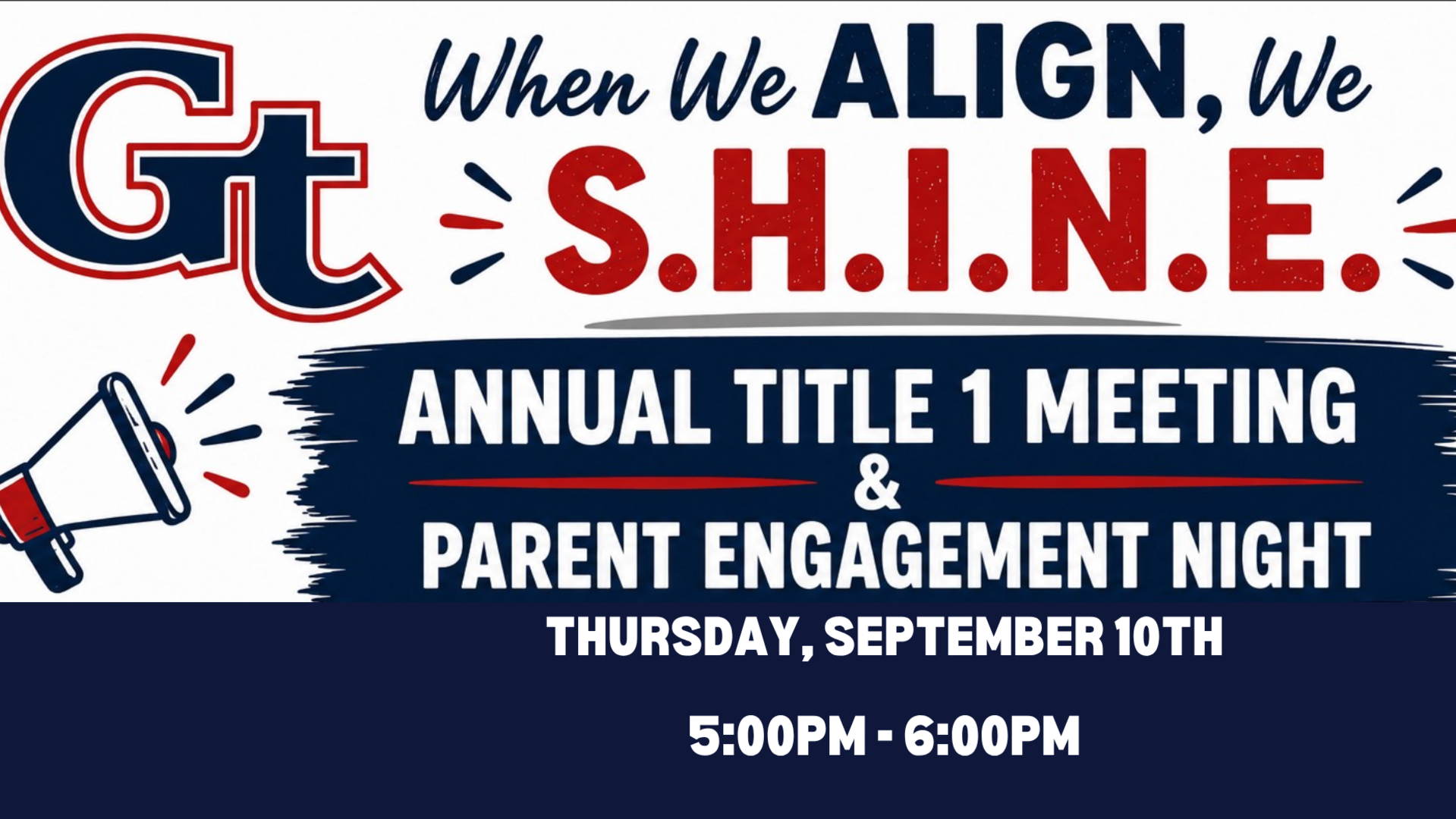 Event announcement for Annual Title 1 Meeting and Parent Engagement Night.