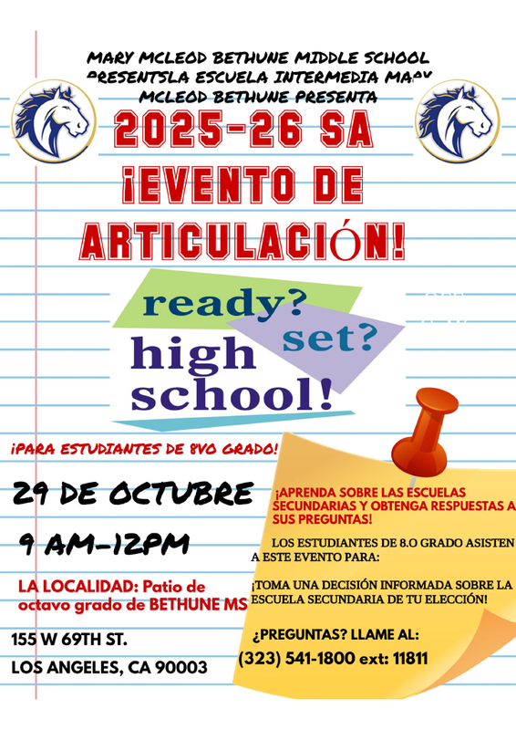 High School Articulation Event for 8th Grade Students