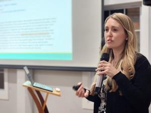 Dr. Maggie Wray addresses the parents.