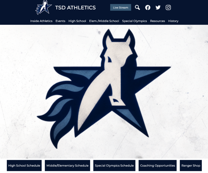 a snapshot of TSD Athletics Website's homepage