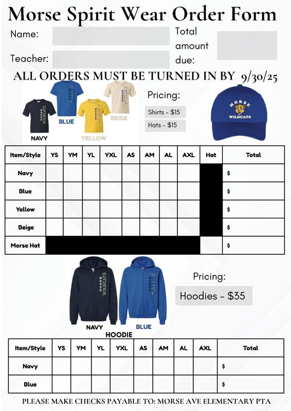 Spirit Wear Orders Due September 30