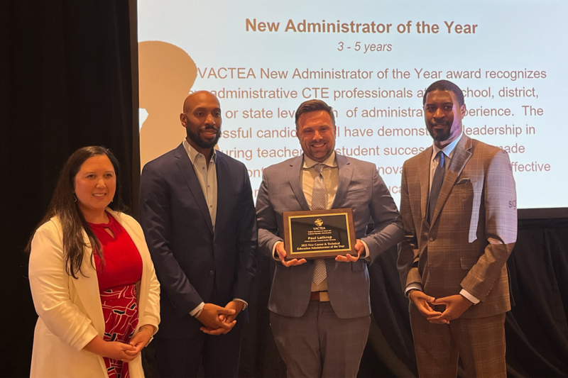 Rowanty Technical Center principal (second from right) Dr. Paul Lathrop was selected as the Virginia Association of Career and Technical Education Administrators’ (VACTEA) New Administrator of the Year.