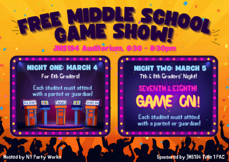 Family Game Night 6th Grade Families at 6:30PM