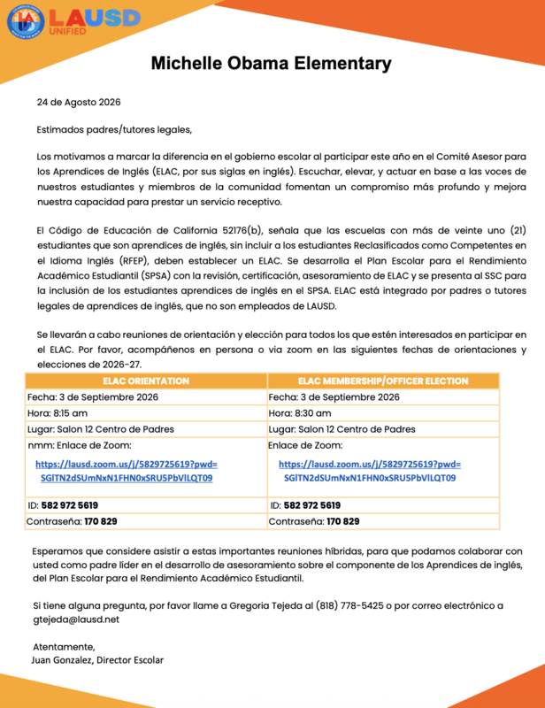 Invitacion Orientacion & Eleccion de ELAC