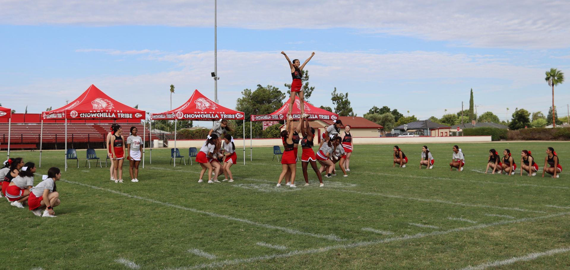 Students and staff enjoying the back to school rally