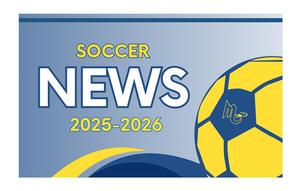 Soccer news in blue and gold graphic