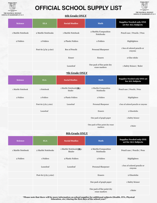 School Supply List (English)