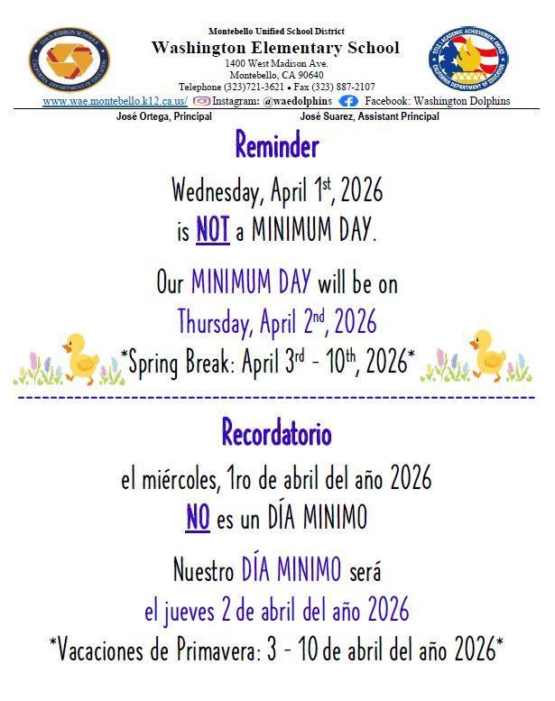 Minimum Day - Spring Break