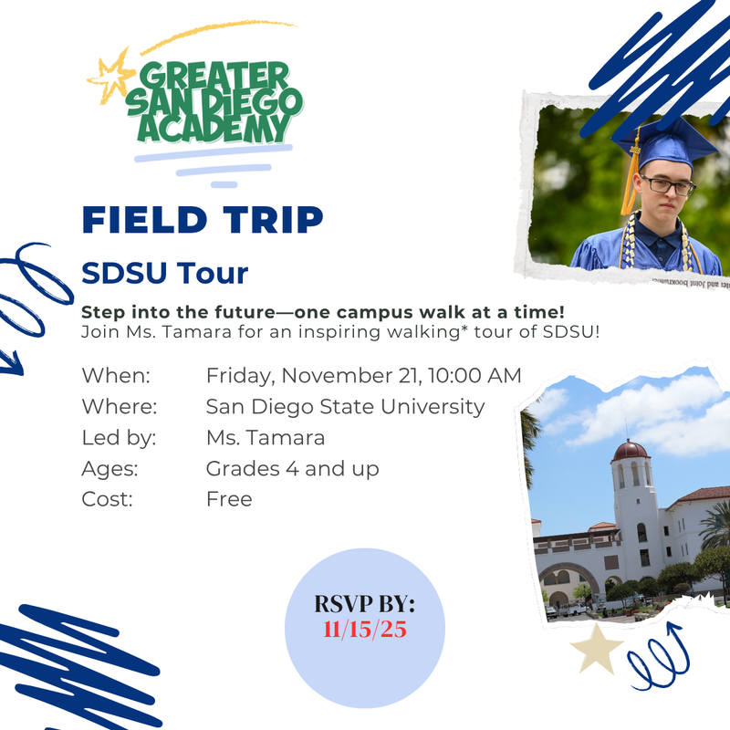Graphic with details about field trip with our logo