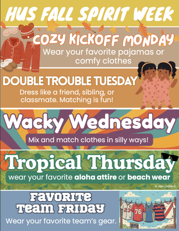 Fall Spirit Week - September 29th - October 3rd