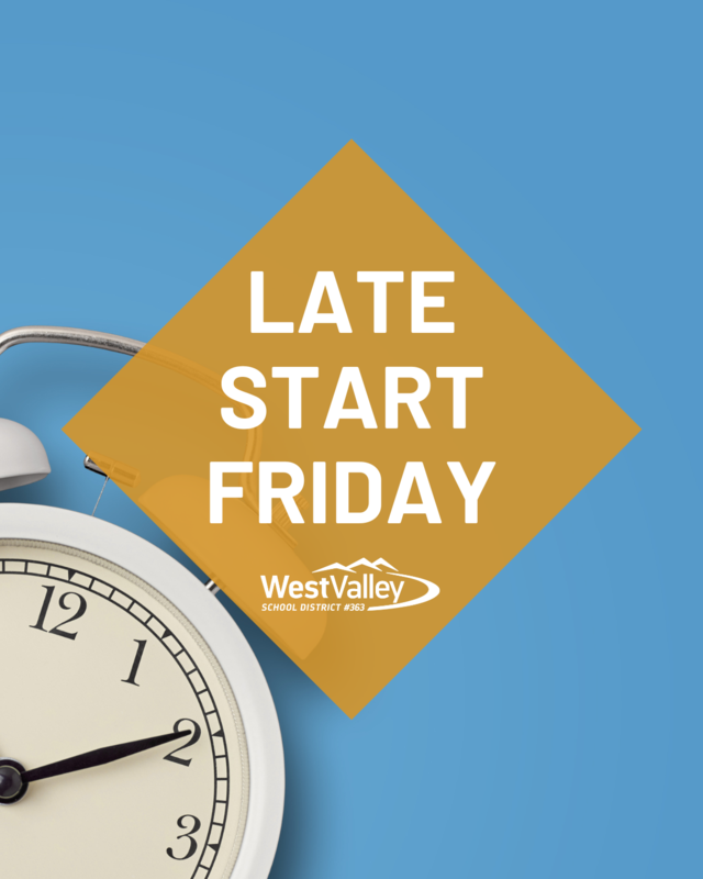 Clock with the words Late Start Friday