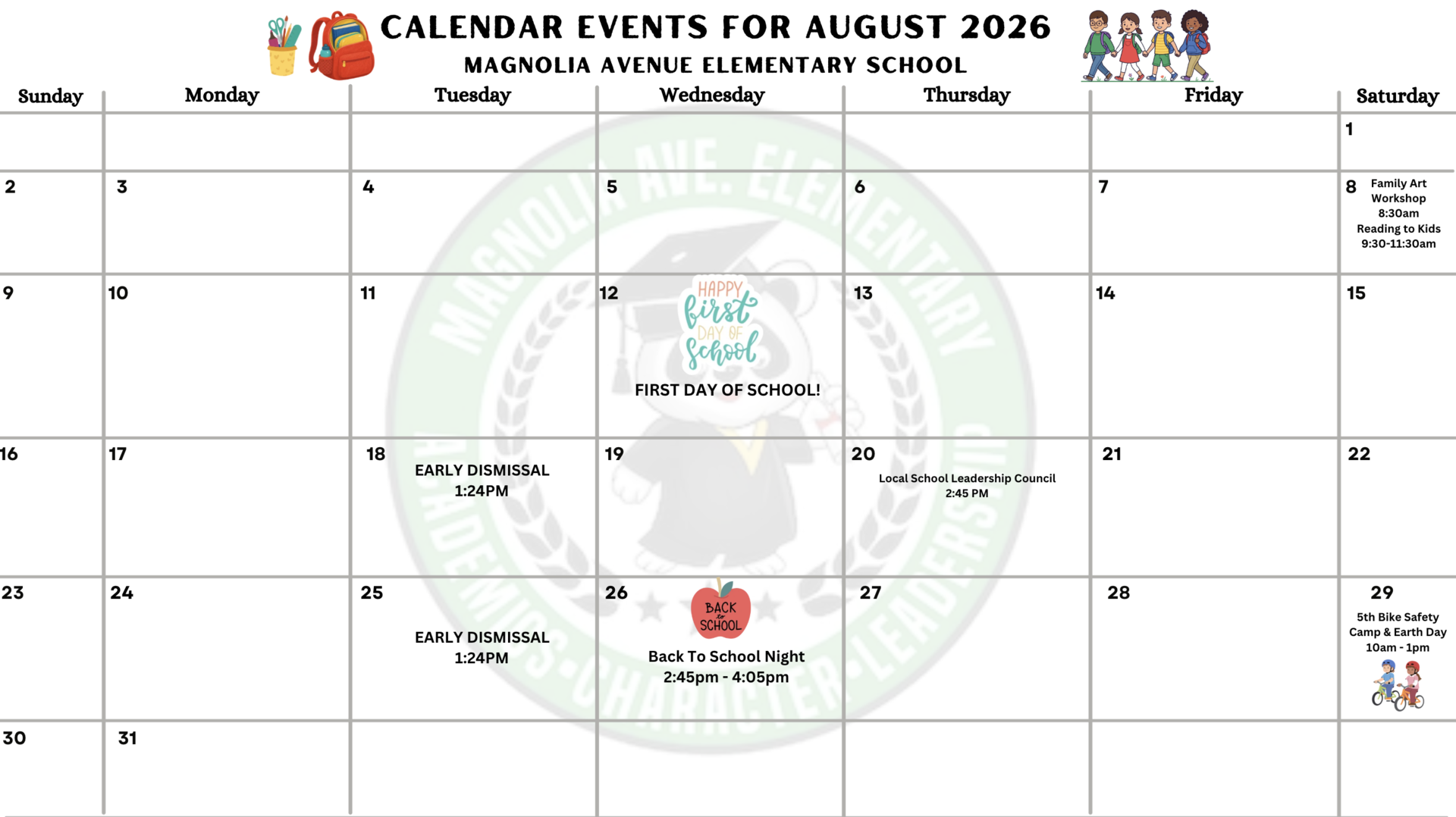 August 2026 calendars