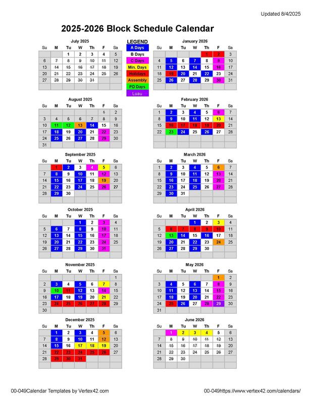 25-26 Block Schedule Calendar Featured Photo