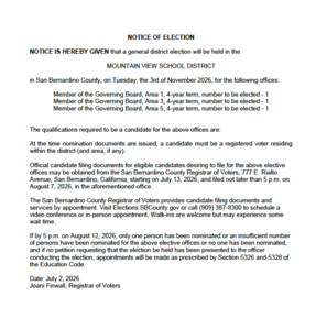 Notice of Election