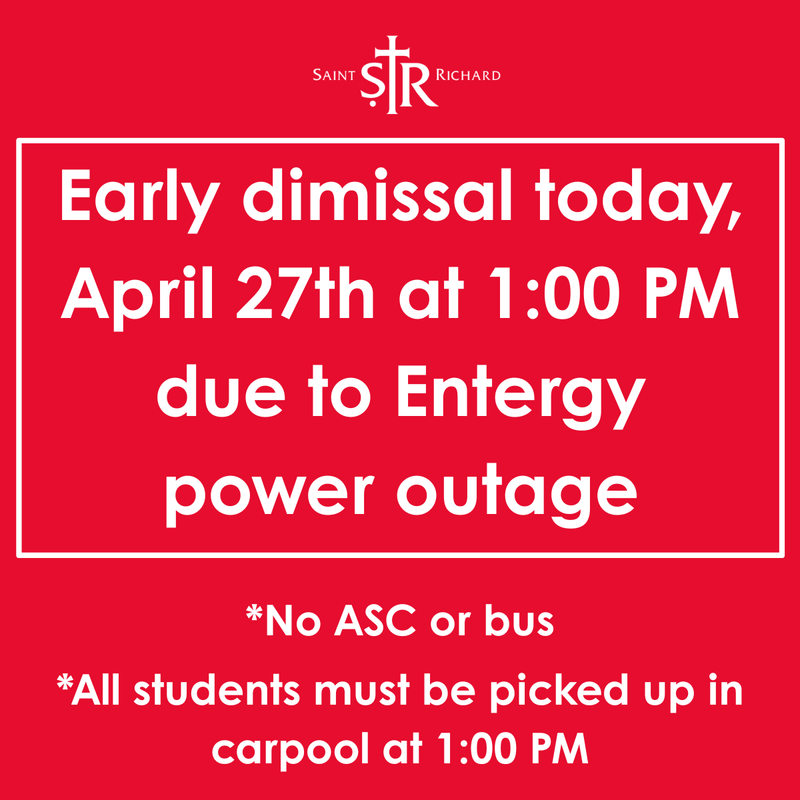 Early Dismissal at 1:00 PM Today, April 27, due to Power Outage Featured Photo