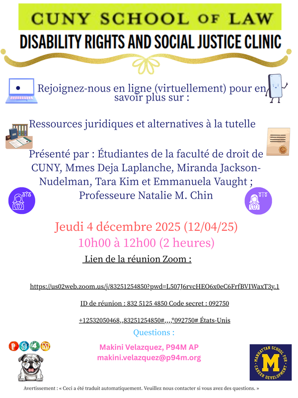 French- text with icons about disability rights