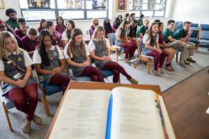 students in chapel