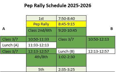 IMPORTANT: 25-26 Pep Rally Schedule Revision! Featured Photo