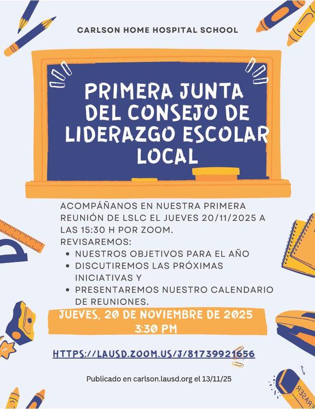 LSLC meeting flyer in spanish