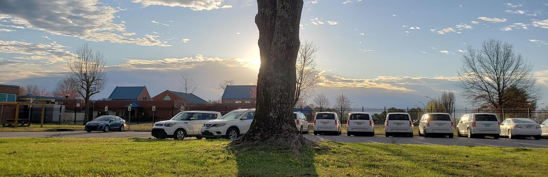 Sunrise at the admin parking lot