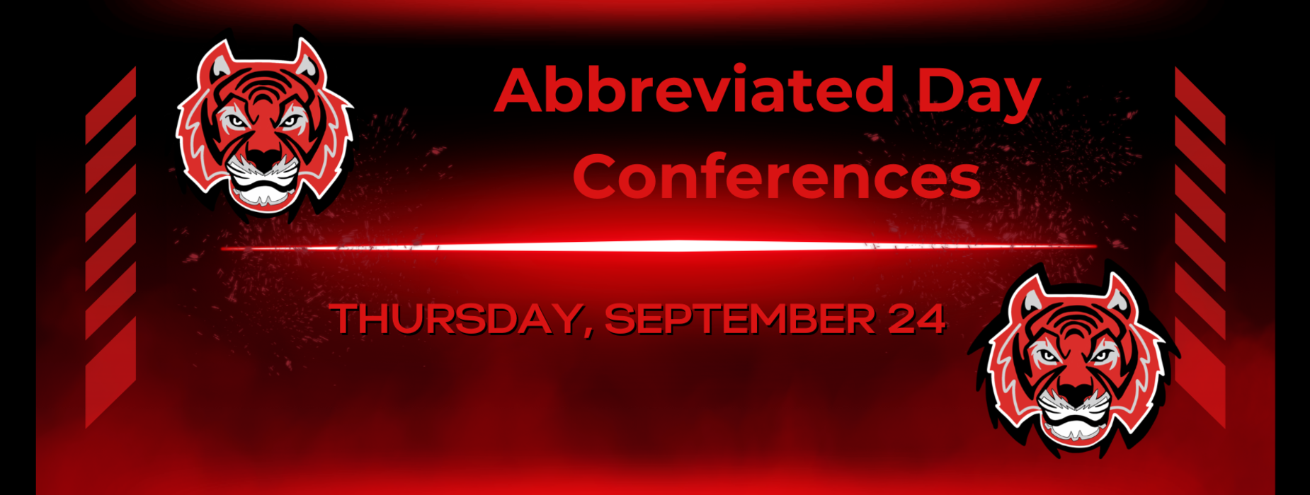 Abbreviated Day Conferences announcement with tiger logos.
