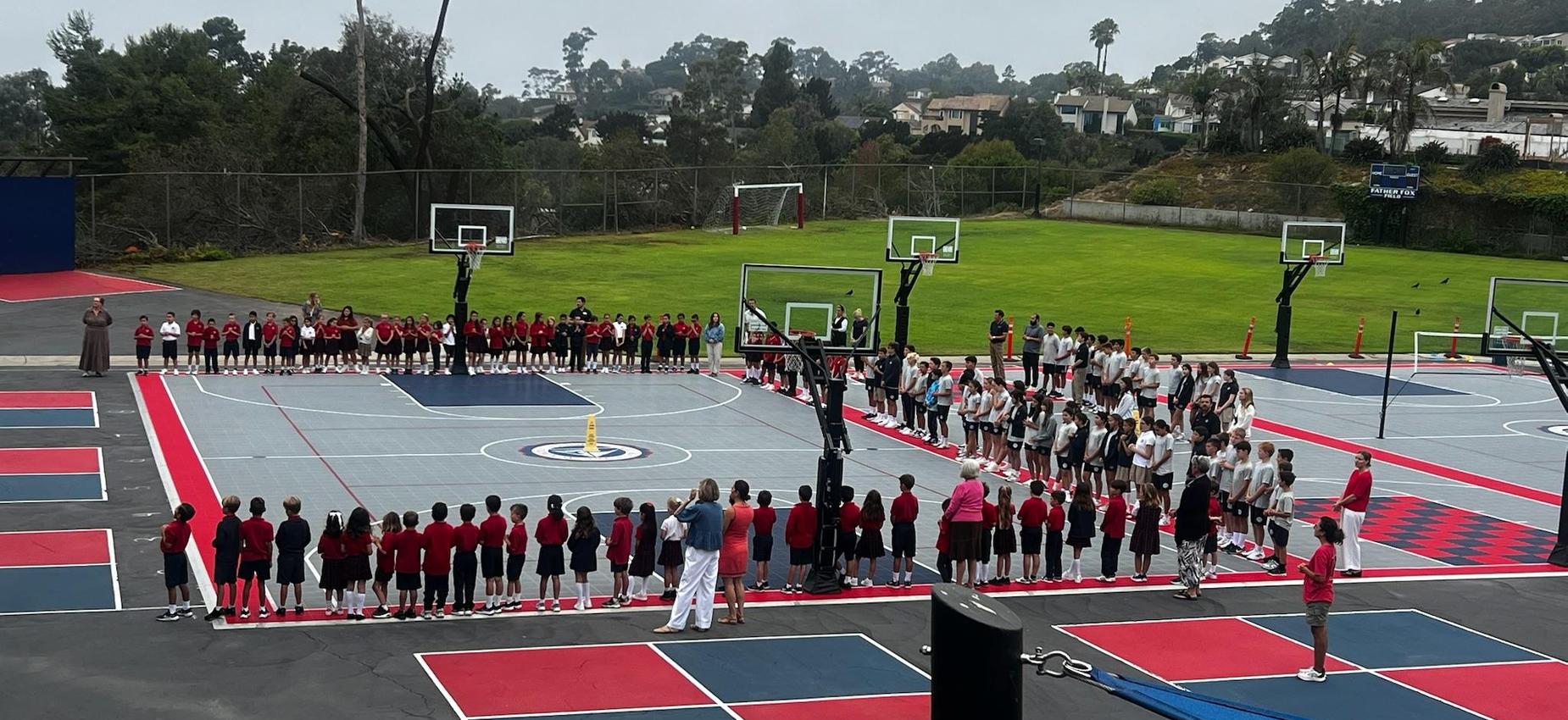 Students at morning assembly  as school community