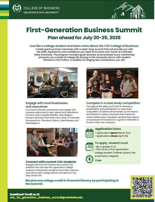 First Generation Business Summit Flyer