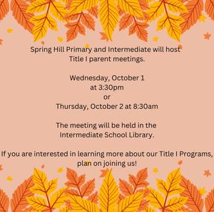 Title I Parent Meetings